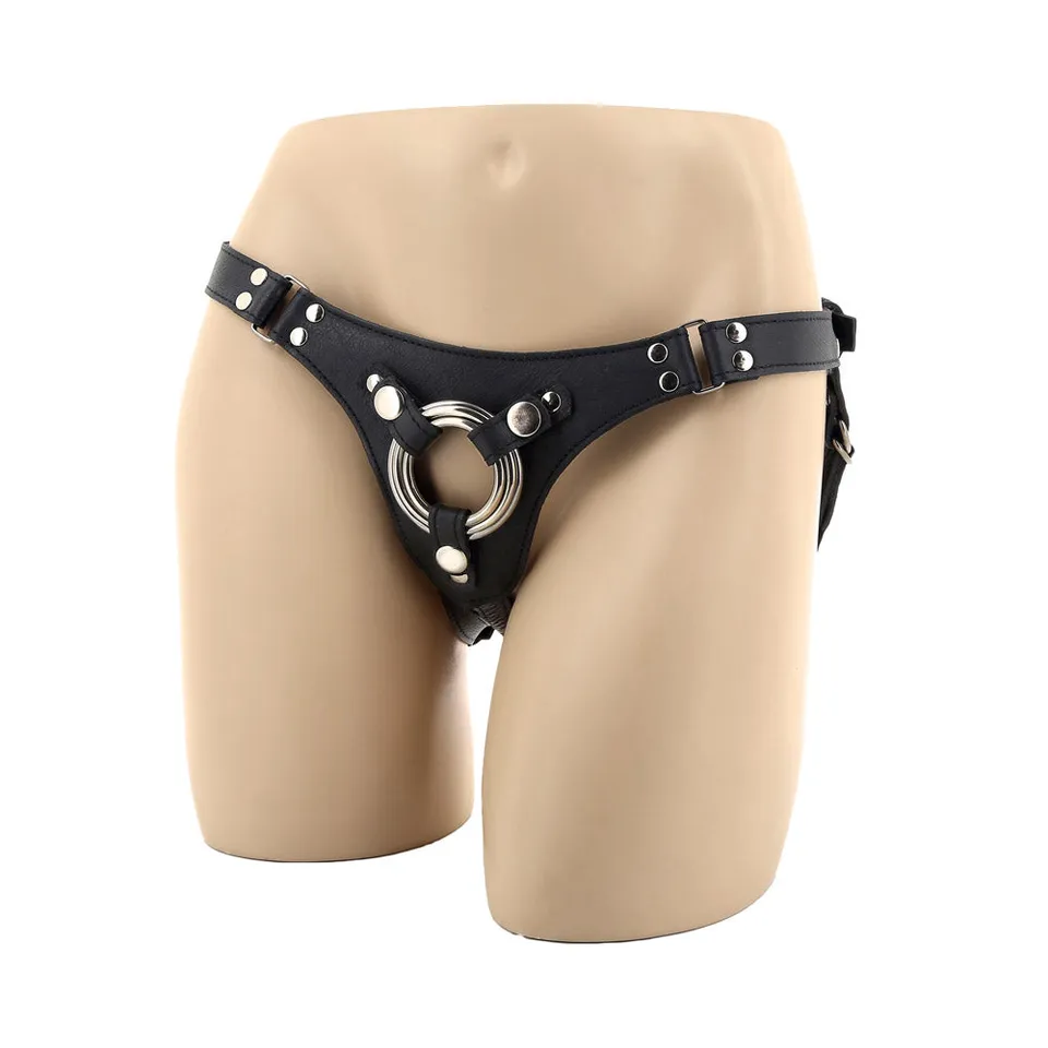 be-happy-harnais-cuir-3-anneaux-gode-ceinture-noir-l-xl image 1