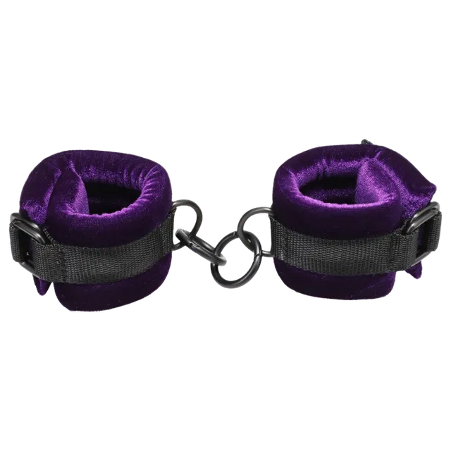 doc-johnson-merci-menottes-poignets-velours-violet-noir image 1
