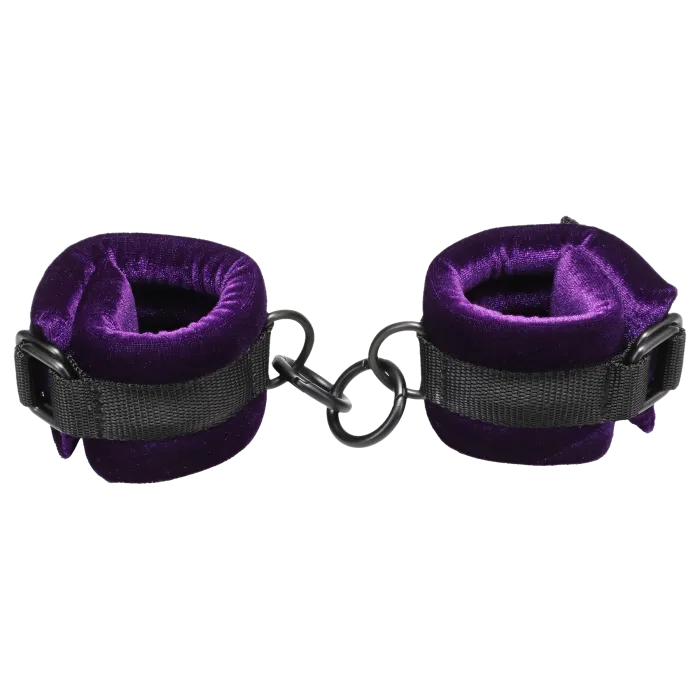doc-johnson-merci-menottes-poignets-velours-violet-noir image 1