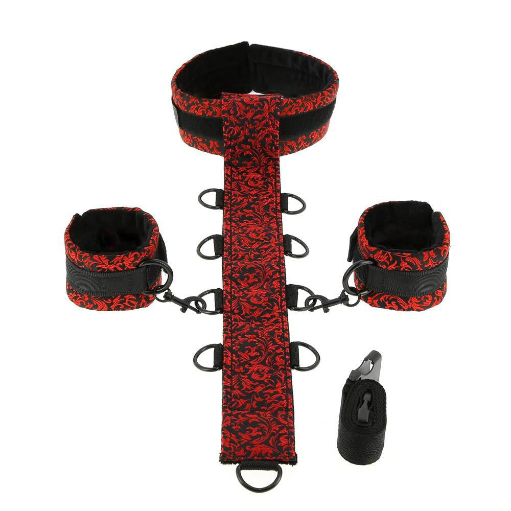 be-happy-set-attaches-taille-cou-poignets-noir-rouge image 3