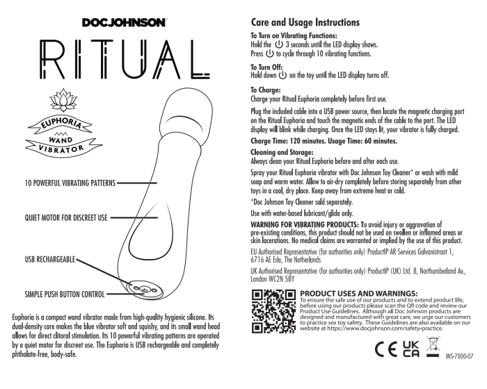doc-johnson-ritual-euphoria-vibromasseur-wand-10-modes-bleu image 8