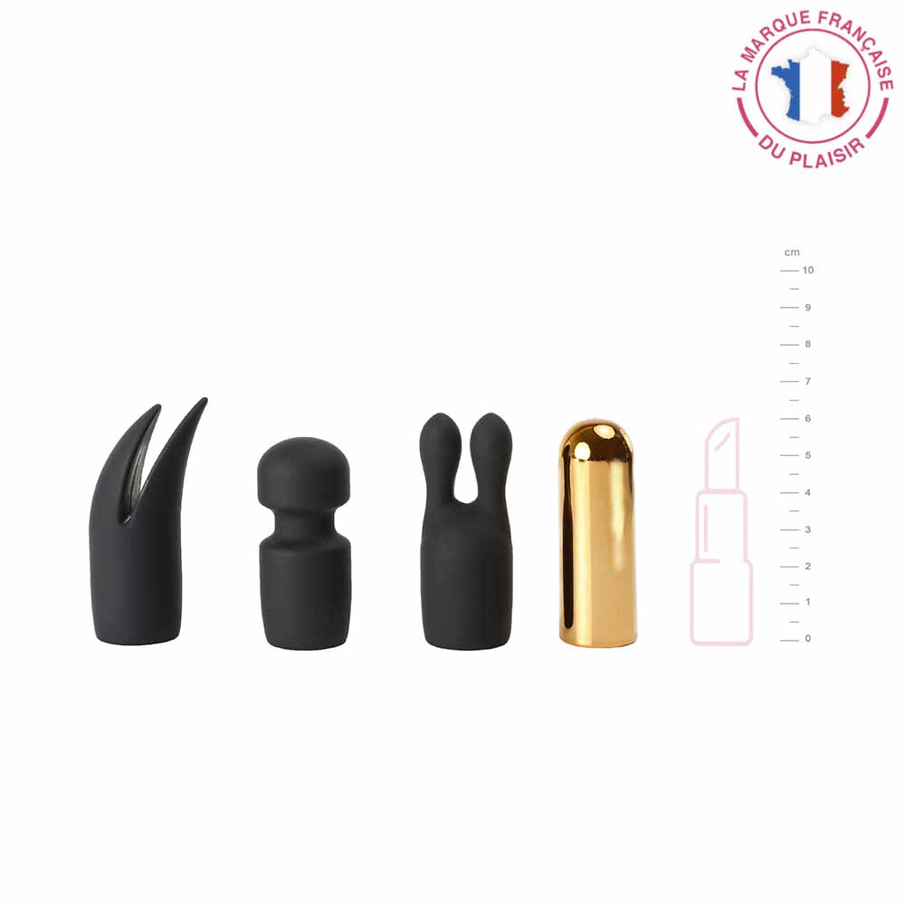 be-happy-ribambelle-stimulateur-clitoridien-noir-or-3-embouts image 2