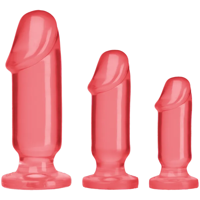 doc-johnson-crystal-jellies-kit-3-plugs-anal-rose-tailles-s-m-l image 1