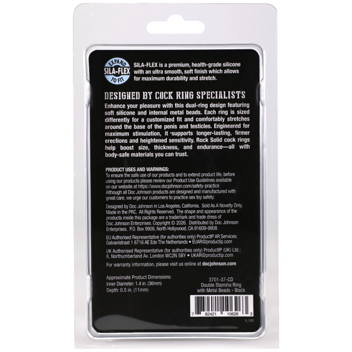 doc-johnson-rock-solid-double-stamina-anneau-silicone-billes-noir image 3