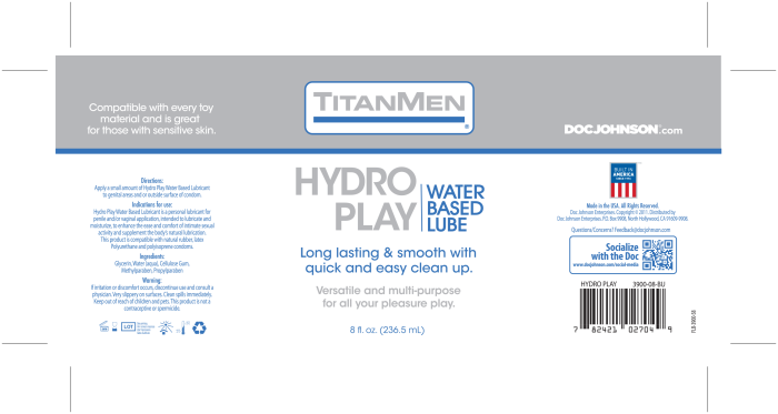 doc-johnson-titanmen-hydro-play-lubrifiant-eau-236-ml image 2