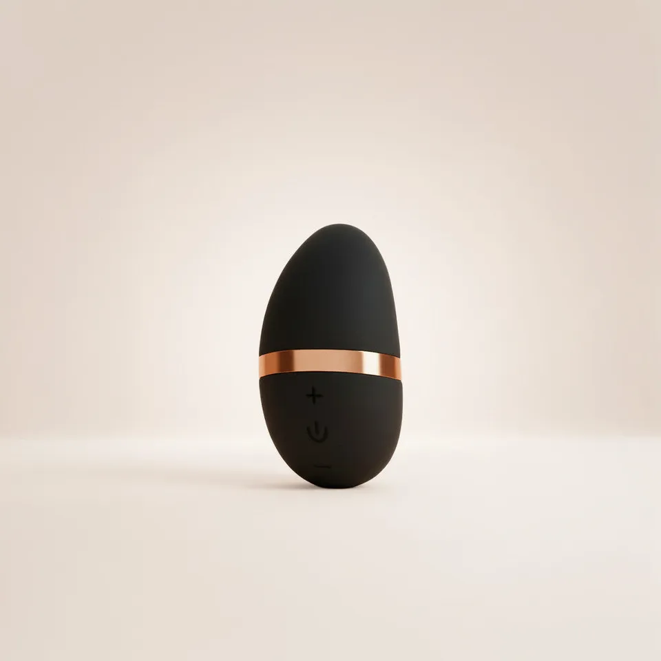 be-happy-lotus-galet-vibrant-clitoridien-noir-et-or-silicone-doux image 1