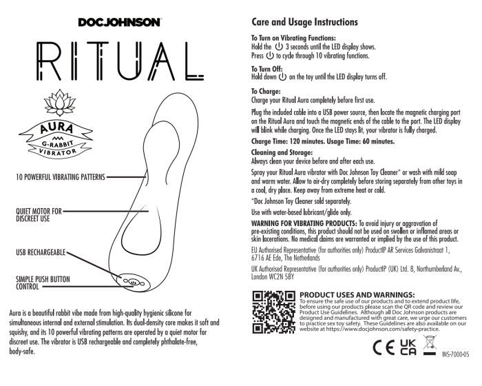 doc-johnson-ritual-aura-vibromasseur-rabbit-silicone-lilas-10-vitesses image 8