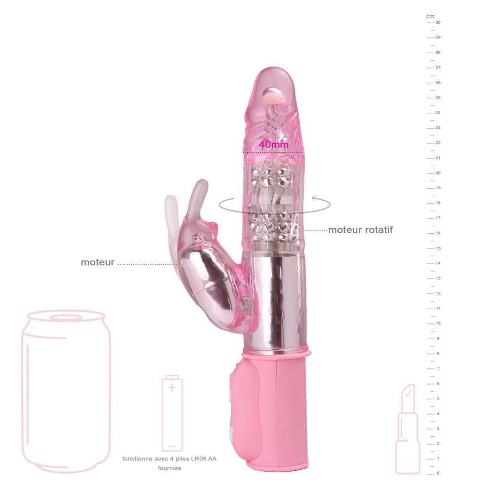 be-happy-grand-rabbit-vibromasseur-vaginal-rose-perles-rotatives image 2