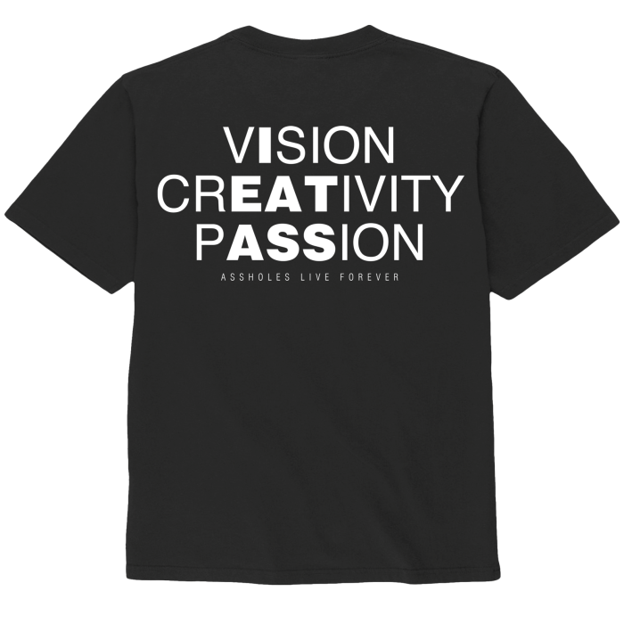 assholes-live-forever-vision-creativity-t-shirt-noir-s-100-coton image 2