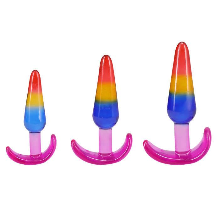 doc-johnson-crystal-jellies-kit-3-plugs-anaux-rainbow-s-m-l image 1