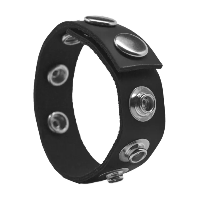 doc-johnson-rock-solid-leather-5-snap-cockring-noir image 1