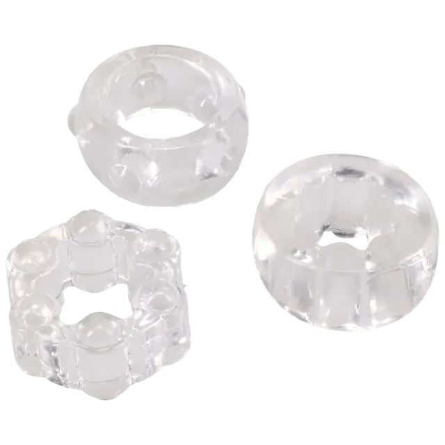doc-johnson-crystal-jellies-lot-3-cock-rings-transparent image 1
