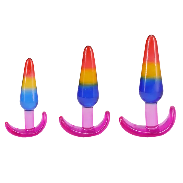 doc-johnson-crystal-jellies-kit-3-plugs-anaux-rainbow-s-m-l image 1