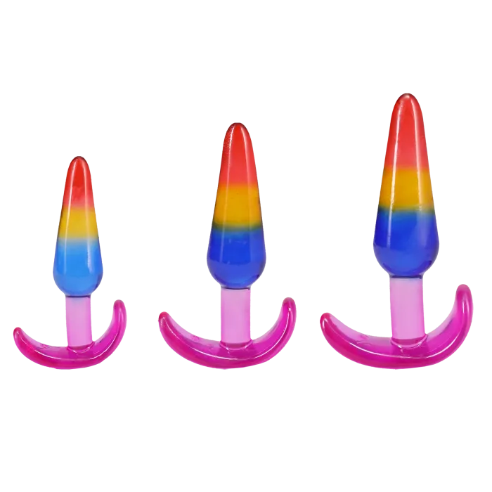 doc-johnson-crystal-jellies-kit-3-plugs-anaux-rainbow-s-m-l image 1