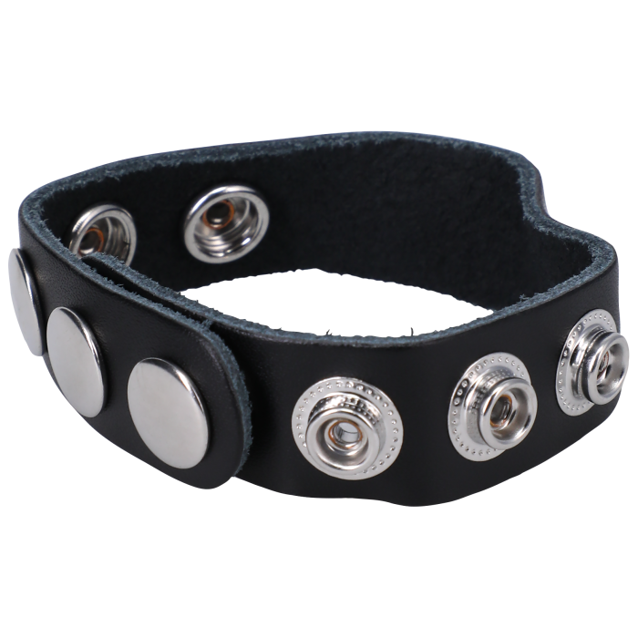 doc-johnson-rock-solid-leather-5-snap-cockring-noir image 2