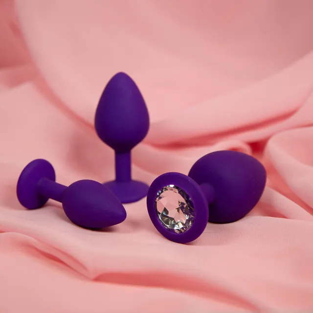 be-happy-joyau-plug-anal-noir-violet-silicone-s-m-l image 1