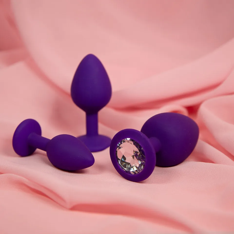 be-happy-joyau-plug-anal-noir-violet-silicone-s-m-l image 1